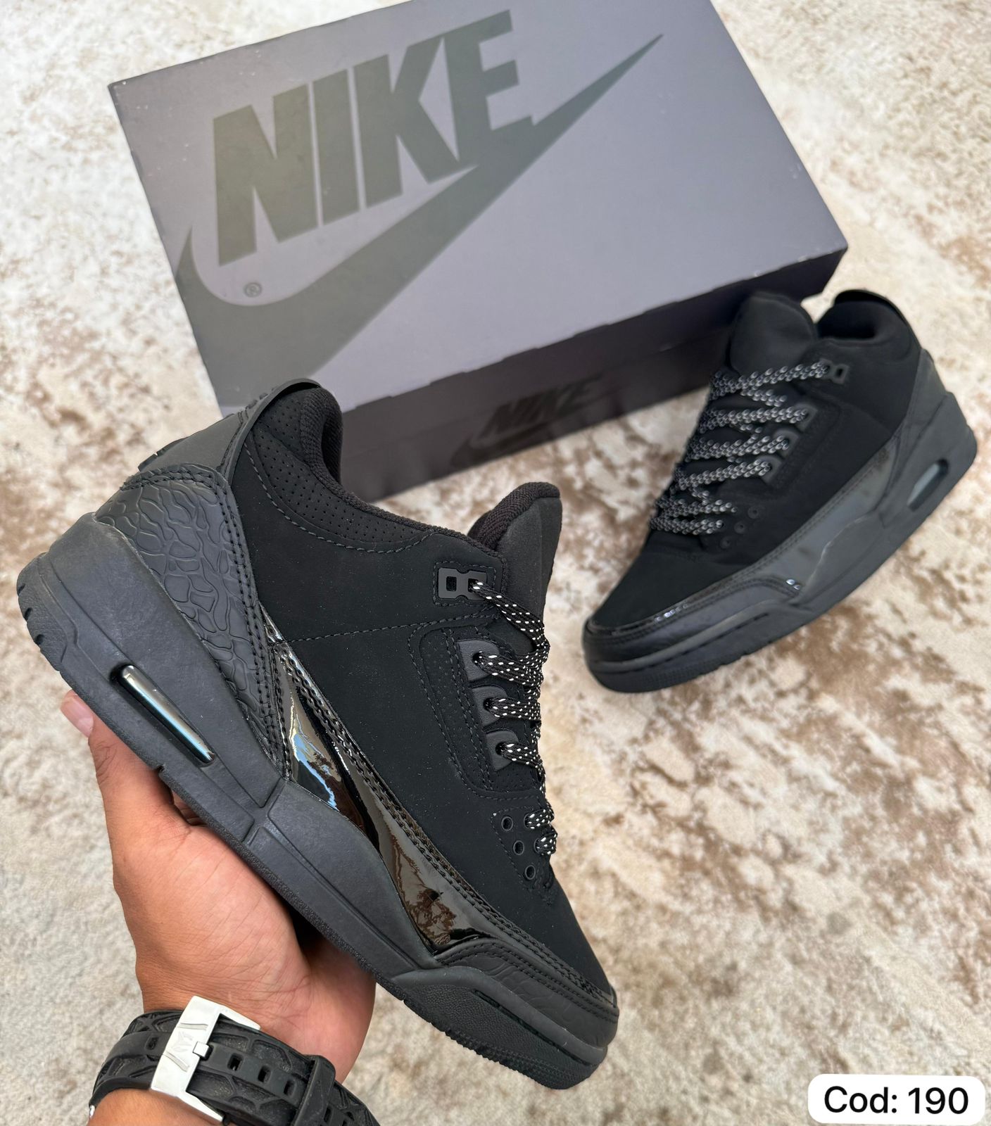 Jordan Retro 3 Black total negro elephant print mayorista Colombia 2026 triple AAA replica desde 105000 COP por par envio 1-2 dias Bogota Medellin sin minimo