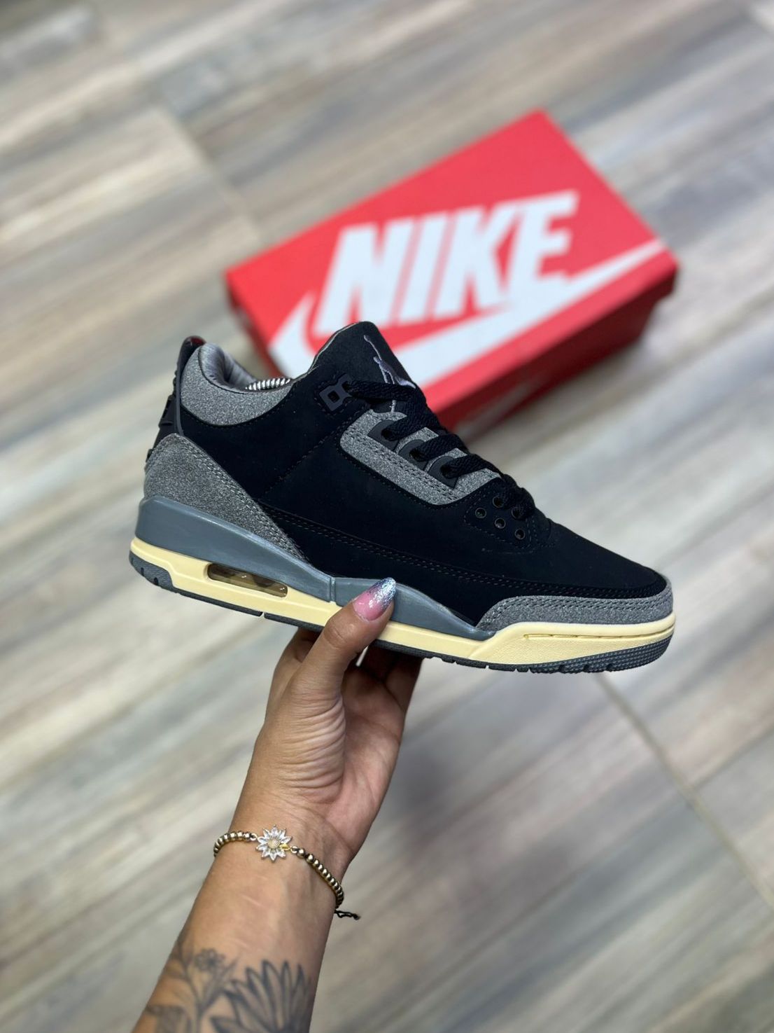 Jordan Retro 3 Black con paneles gris suede mayorista Colombia 2026 triple AAA modelo edicion elephant print envios toda Colombia desde 105000 COP